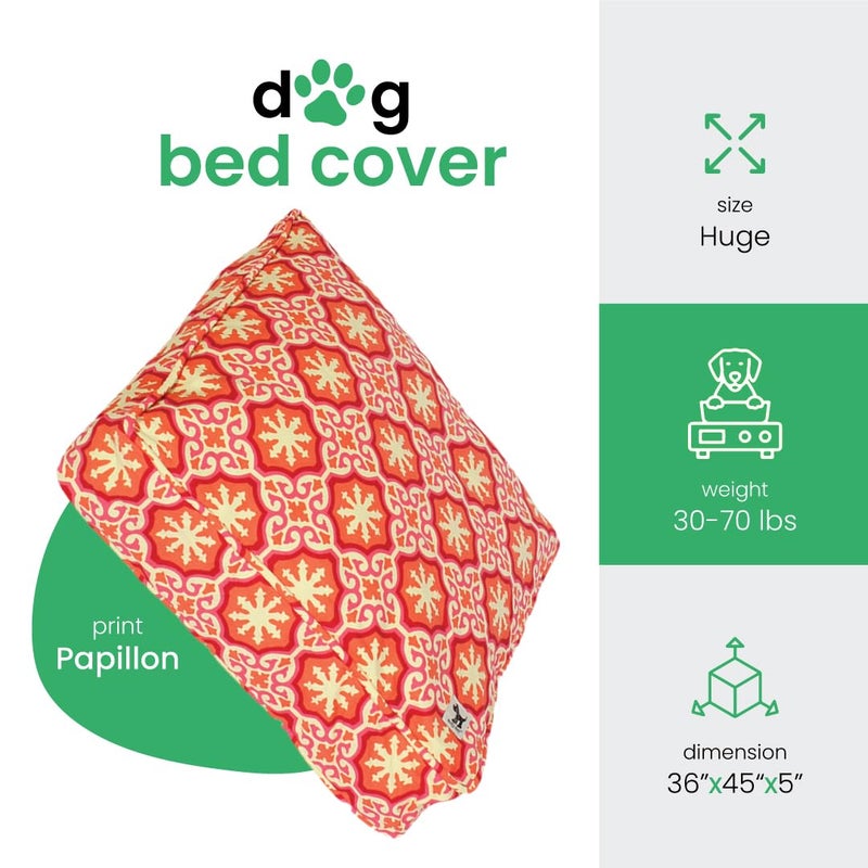 Molly Mutt Huge Dog Bed Cover - Papillon Print - Measures 36â€x45â€x5â€™â€™ - 100% Cotton - Durable - Breathable - Sustainable - Machine Washable Dog Bed Cover - Image 2